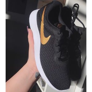 Black and Gold Nike Tanjun Sneakers ✨